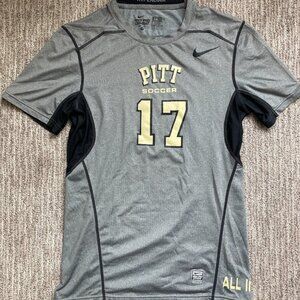 Men's Small Nike Pro Combat Pitt Soccer Hypercool Short Sleeve Shirt Gray